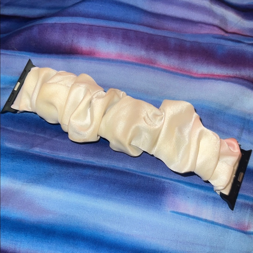 White Satin Scrunchie Apple Watch Band